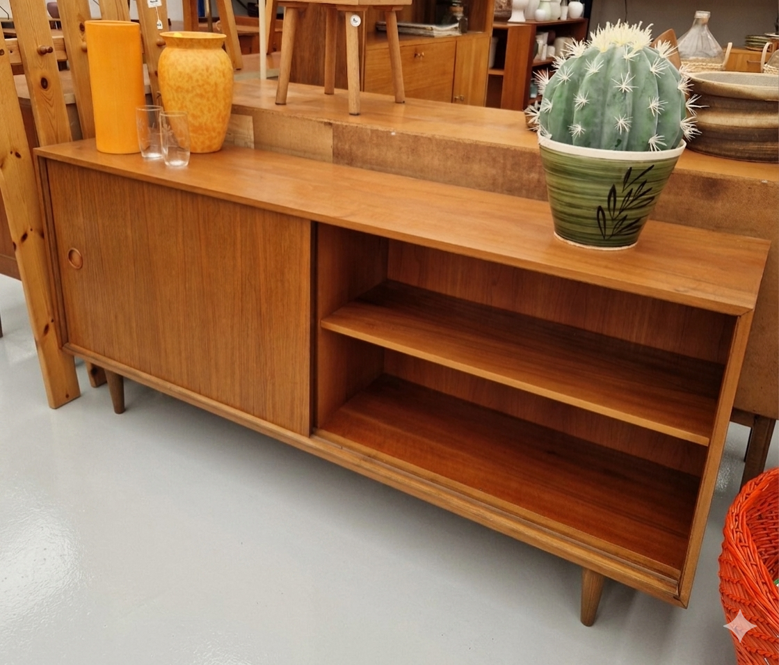 Vintage dressoir 160cm met grote schuifdeur