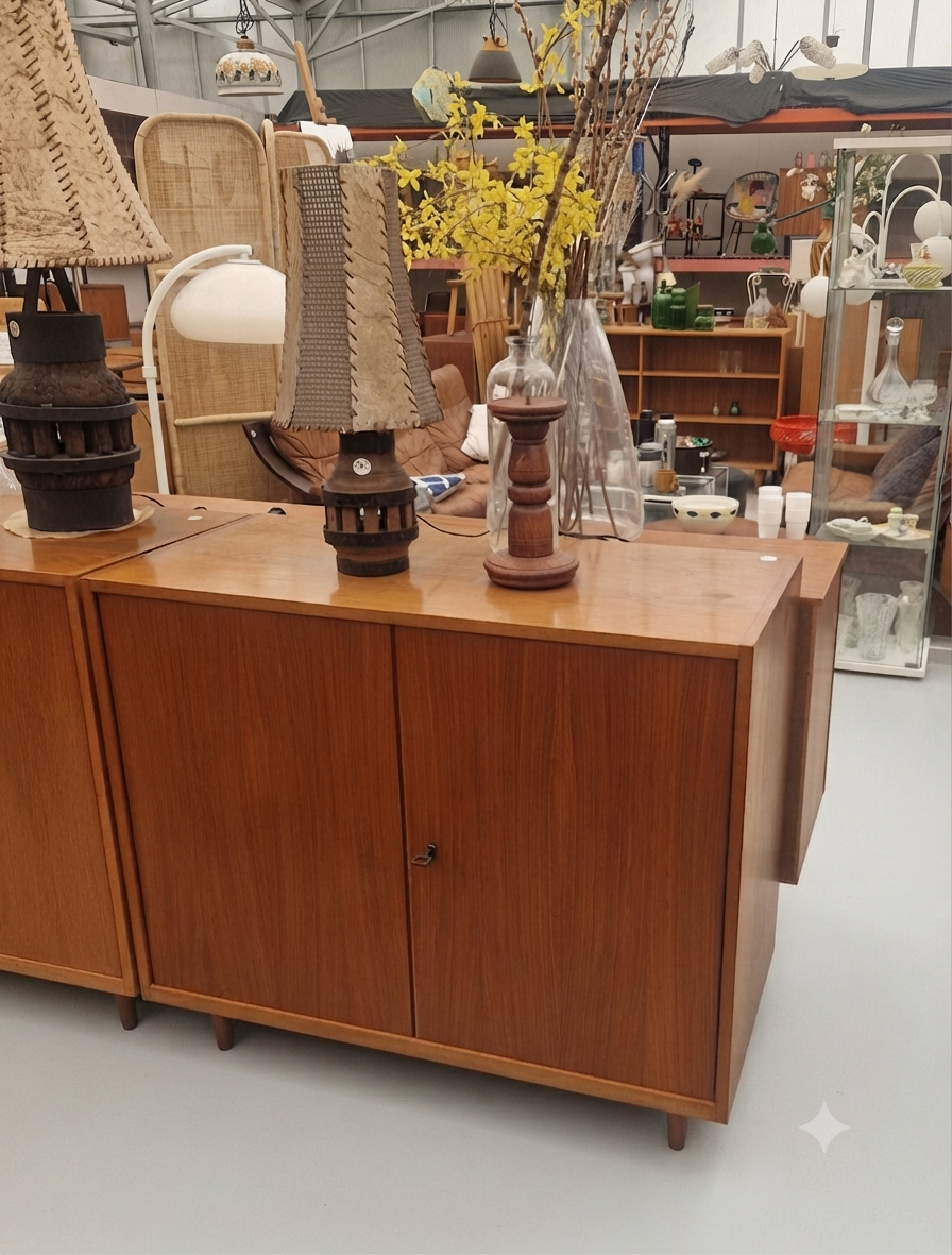 Twee vintage TVkasten 100cm met inschuifdeuren. - Afbeelding 4