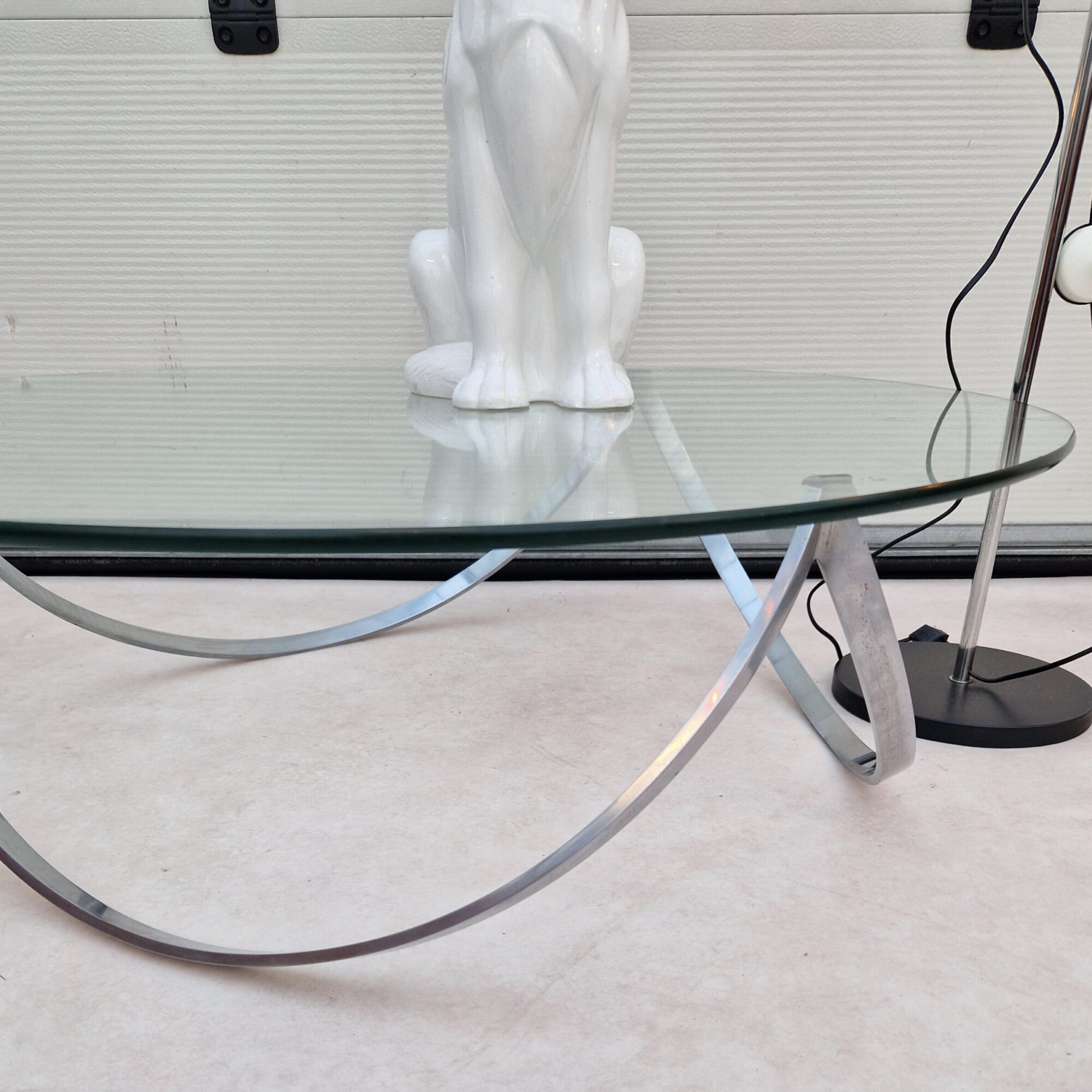 Space Age glazen ronde salontafel