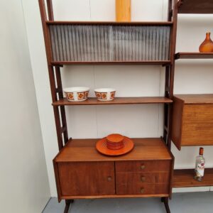 teakhouten vintage wandsysteem