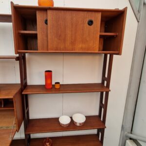 teakhouten vintage wandsysteem