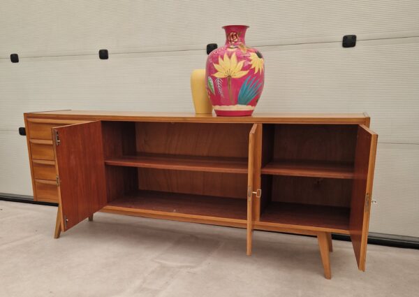 Vintage lichthouten dressoir 205cm