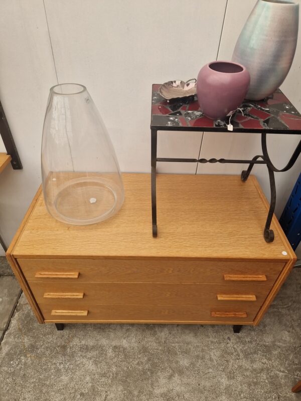 Vintage lichthouten ladekast 96cm