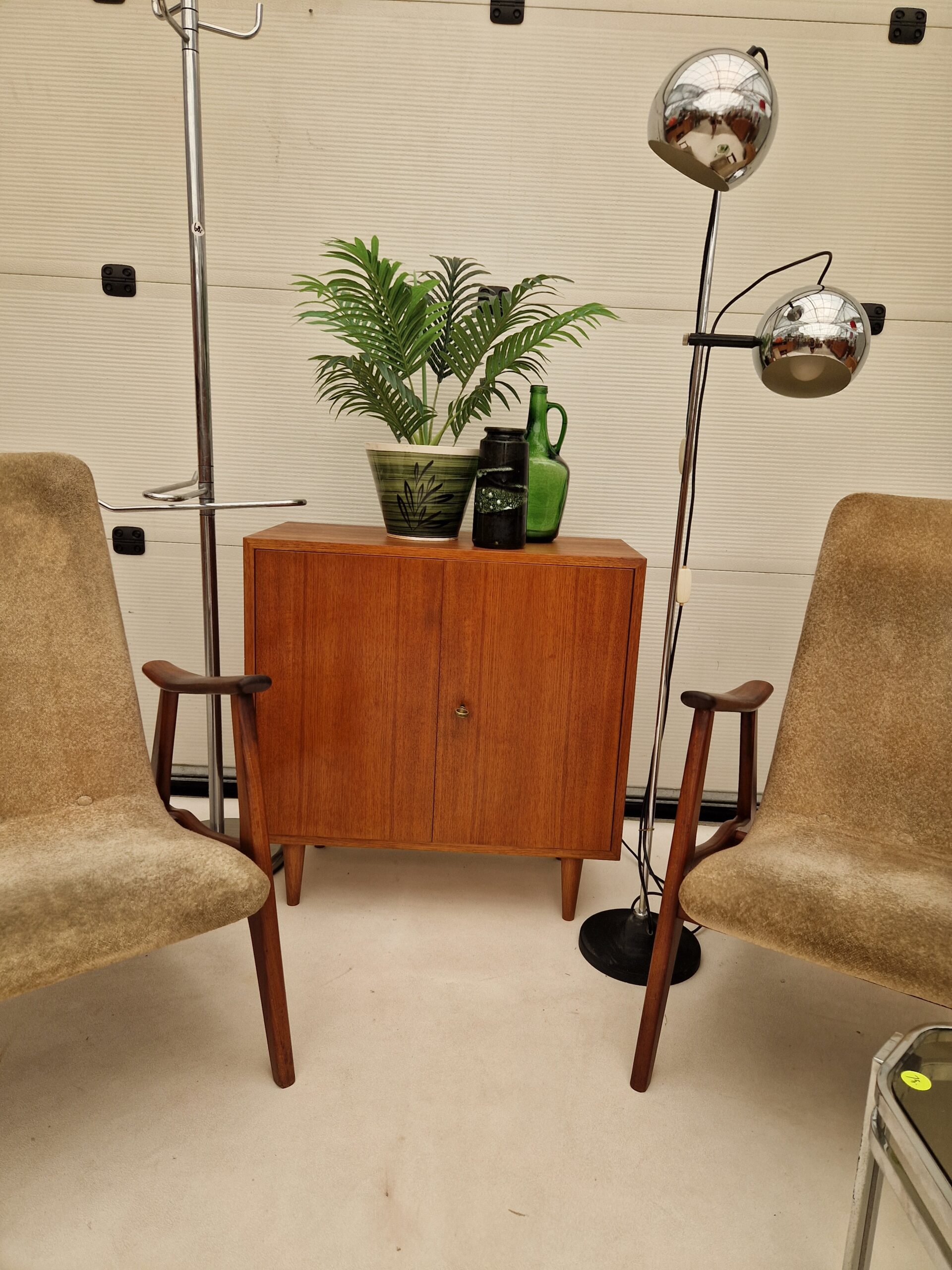 Vintage chromen lamp met twee bollen van Heda. - Afbeelding 4
