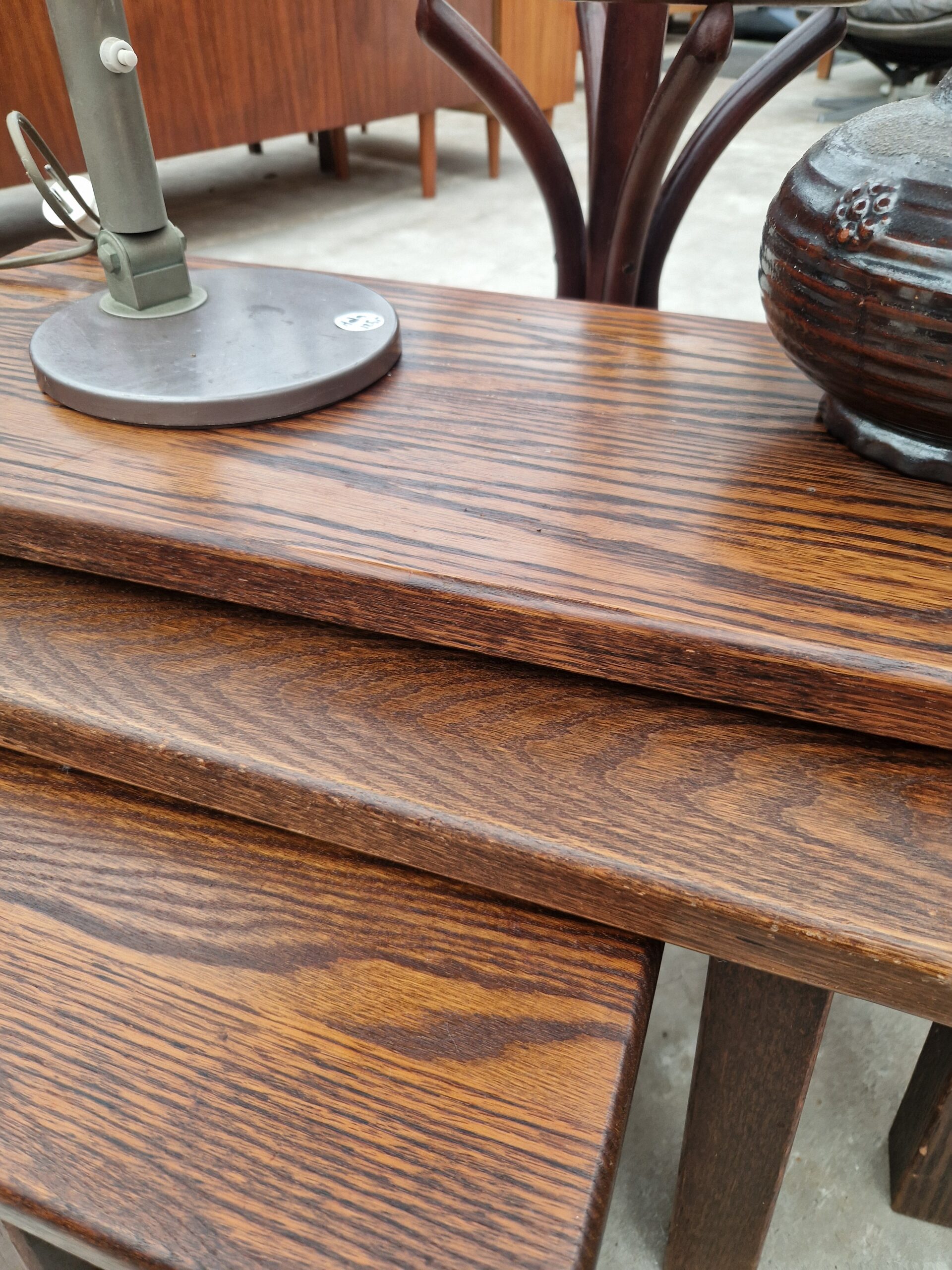 Vintage eikenhouten nesting set