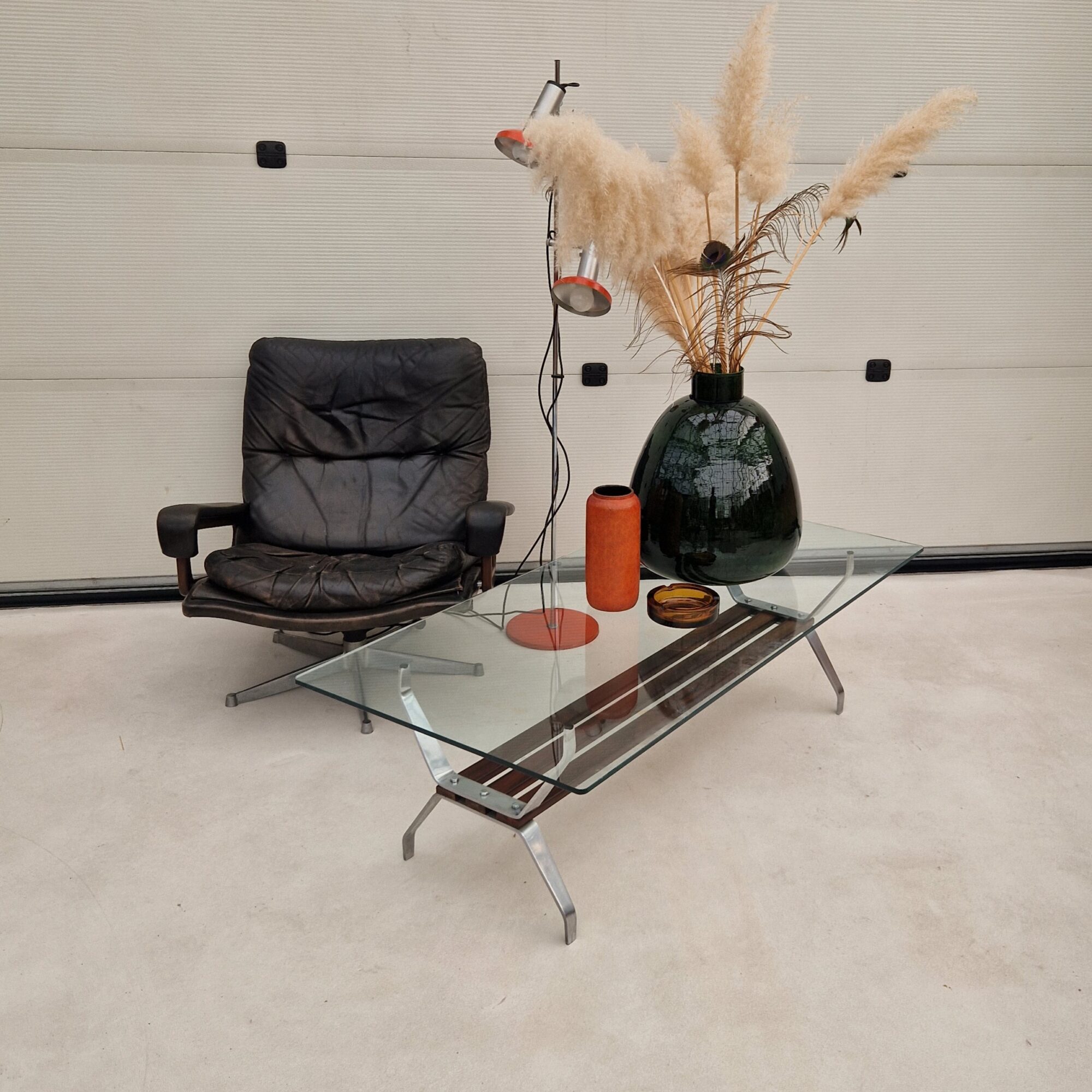 Vintage glazen salontafel