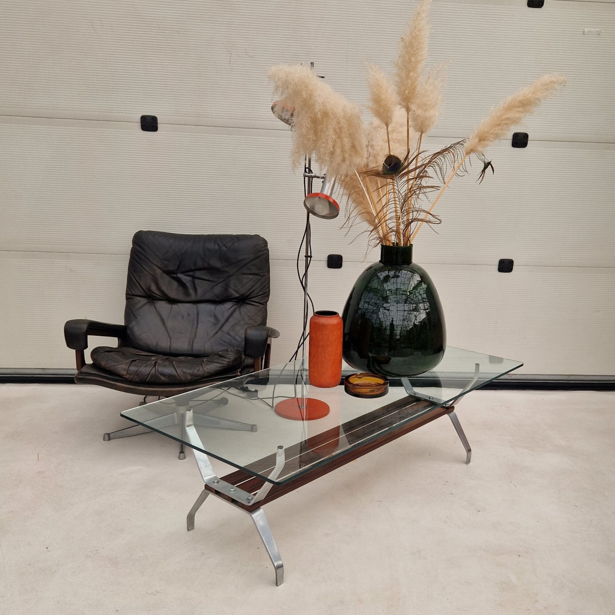 Vintage glazen salontafel