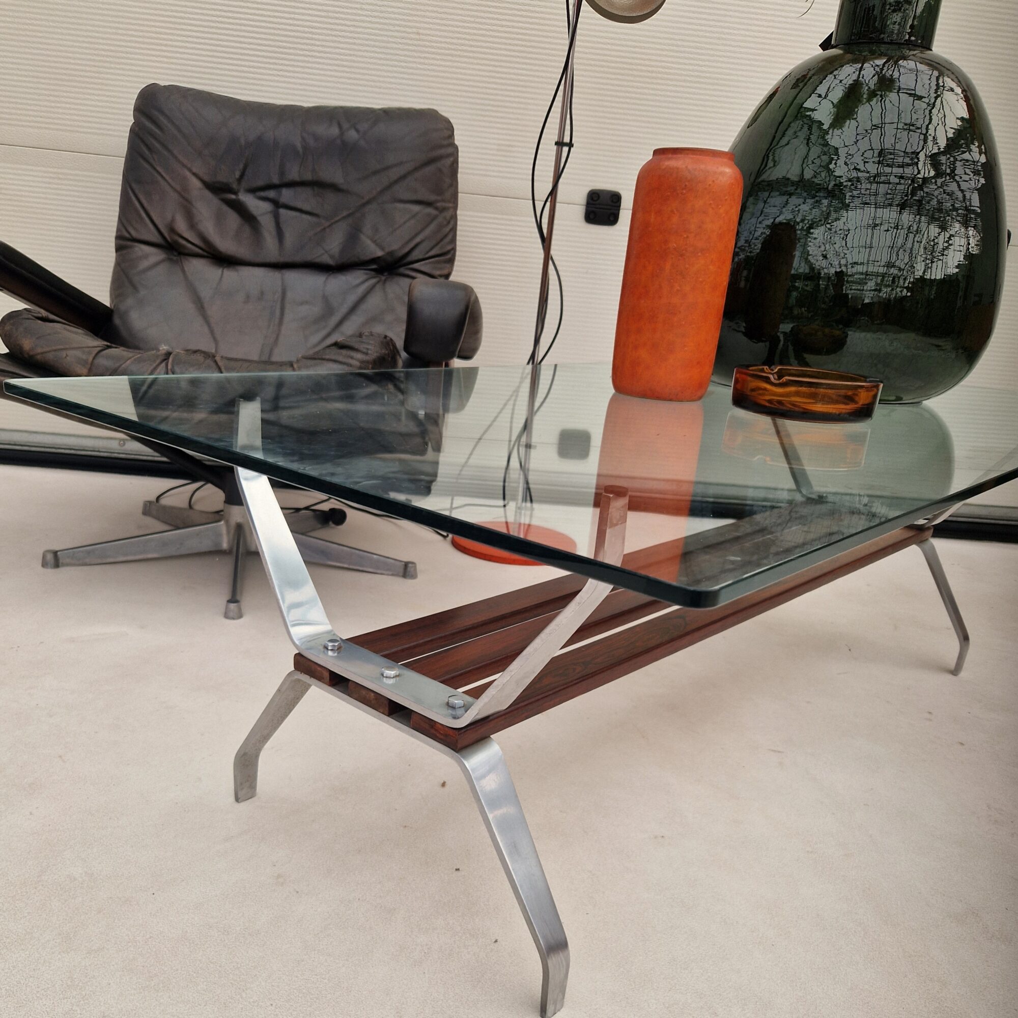 Vintage glazen salontafel