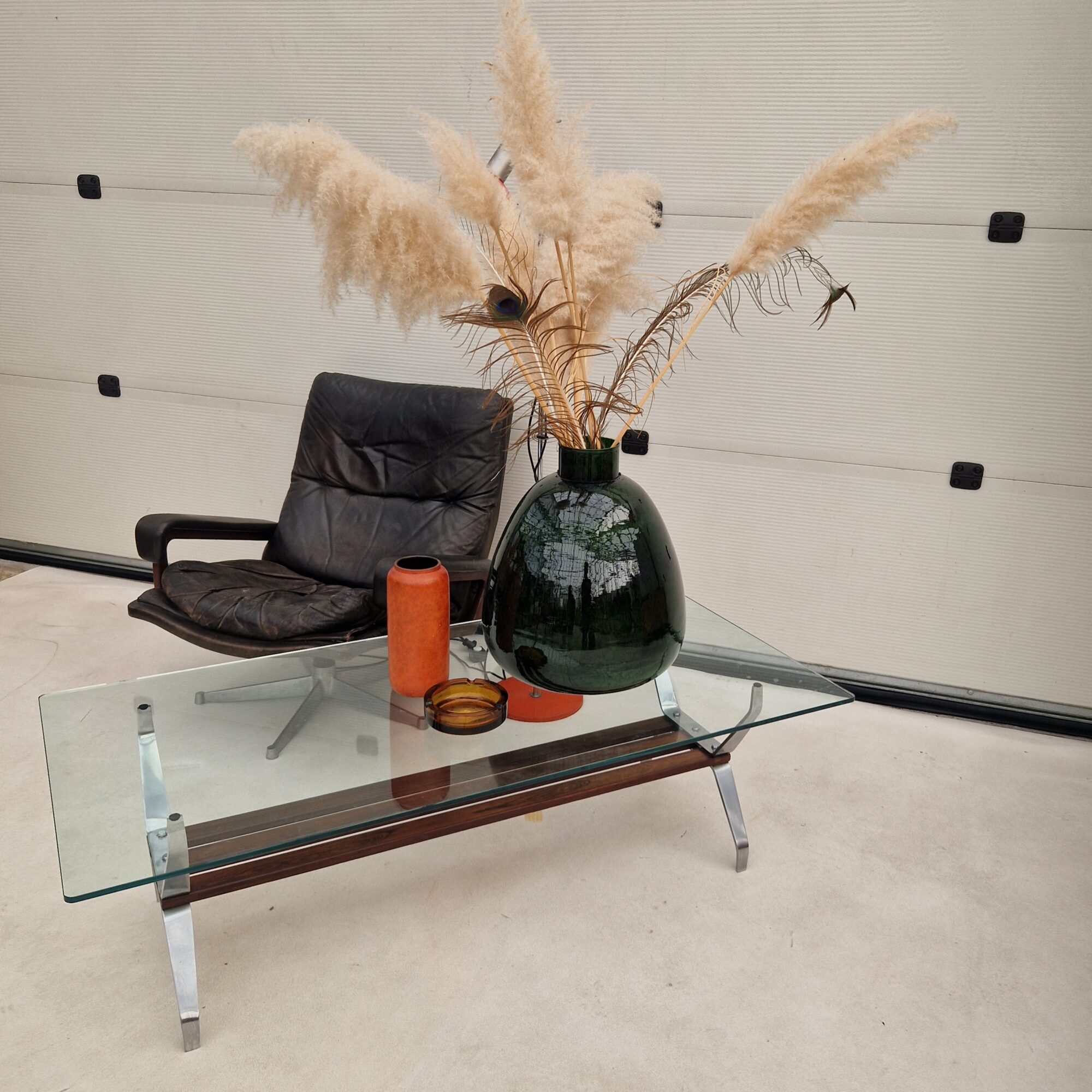 Vintage glazen salontafel