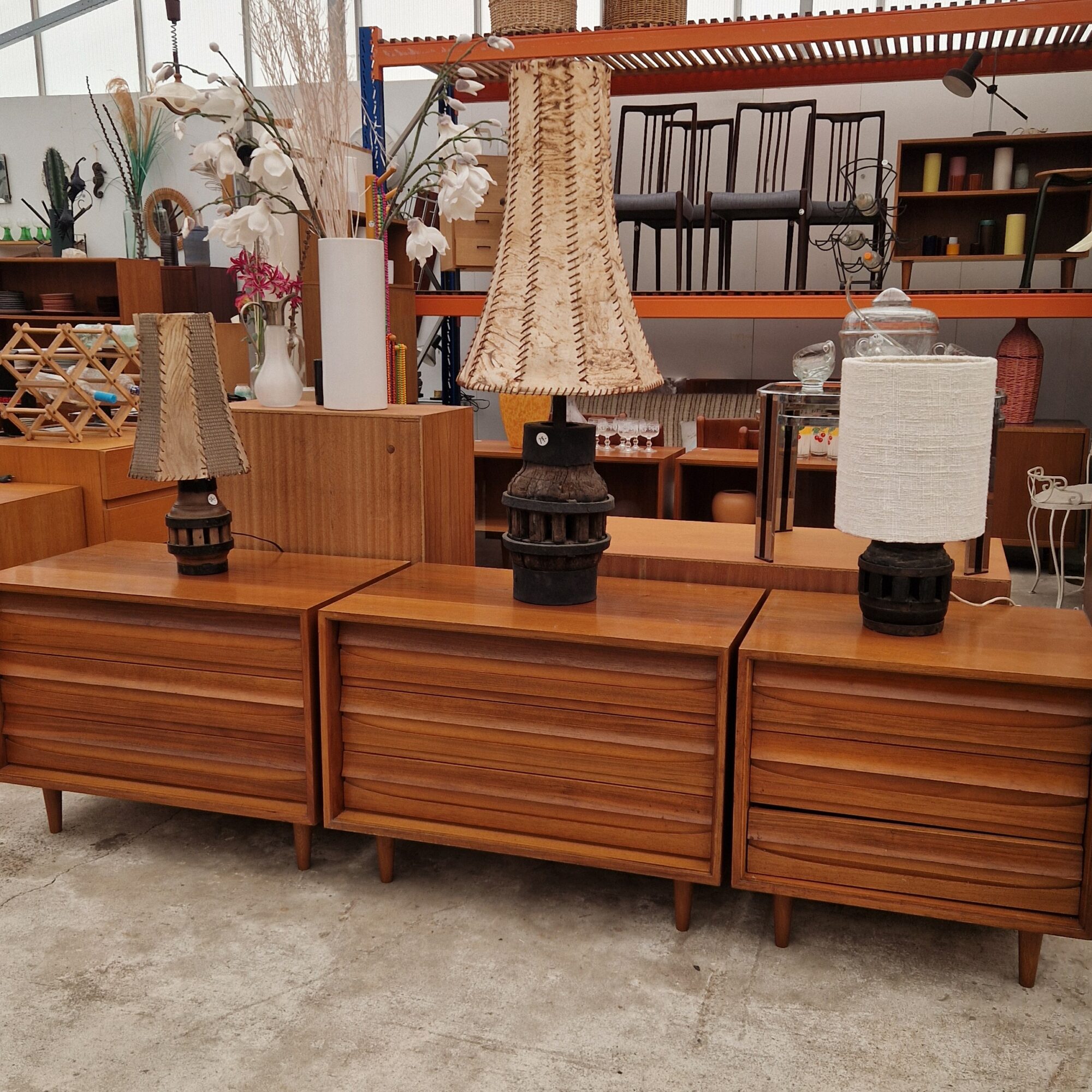 Drie vintage ladenkastjes ook als een dressoir tvmeubel 220cm