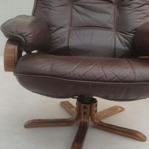 vintage fauteuil bruin leer