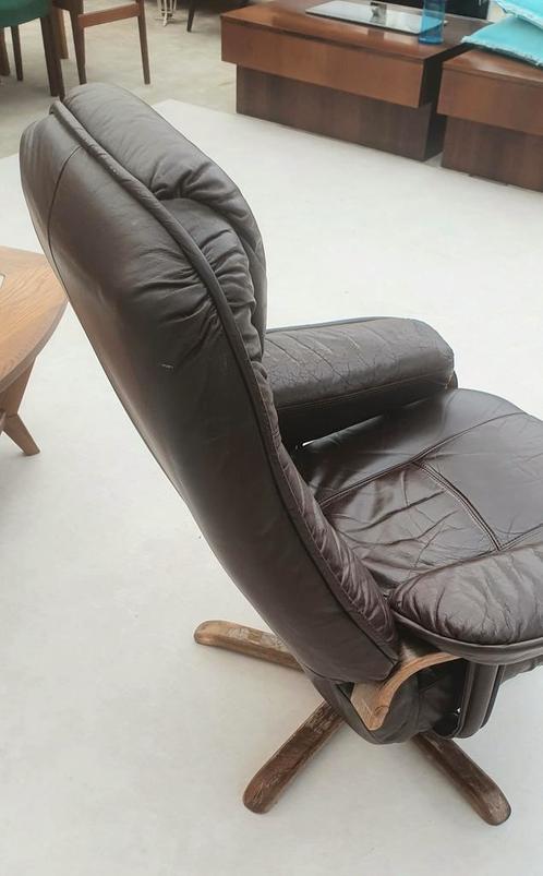 vintage fauteuil bruin leer